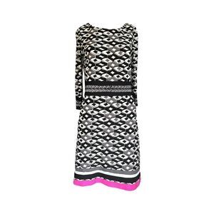 New Eliza J A Line Dress Black White Pink Empire Waist 3/4 Sleeve Women 2